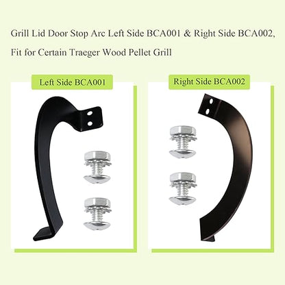 BCA001 Left & BCA002 Right Side Grill Lid Door Stop Arc, 74050 & 74051 Grills Lid Hinge Kit W/Screws, Fits Pro Series 22, Tailgater 20, Century 885, Eastwood 22