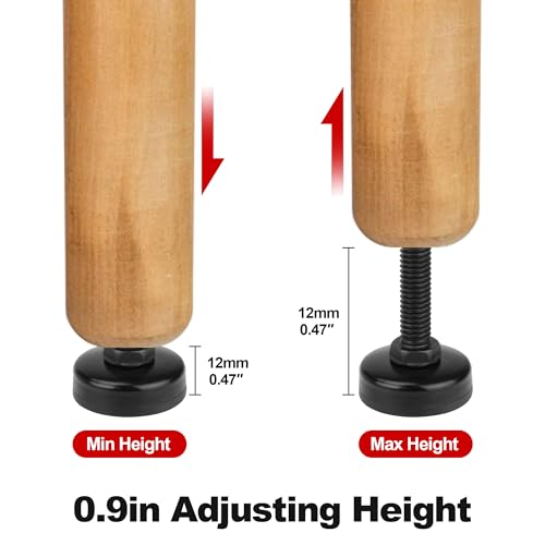 FivePears Heavy Duty Adjustable Furniture Levelers, 2640Lbs Max Support of 8pcs, Furniture Leveling Feet for Sofas, Cabinets, Tables, Chairs, Workbench, 3/8”-16 Thread T-Nut Kit, Black