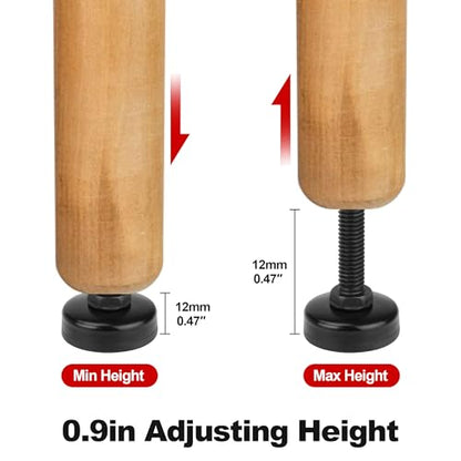 FivePears Heavy Duty Adjustable Furniture Levelers, 2640Lbs Max Support of 8pcs, Furniture Leveling Feet for Sofas, Cabinets, Tables, Chairs, Workbench, 3/8”-16 Thread T-Nut Kit, Black