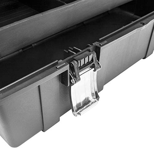 BIG RED ATRJH-3430B Torin 17" Plastic 3-Layer Multi-Function Storage Tool Box with Tray and Dividers, Black/Orange - style: Plastic Tool Box