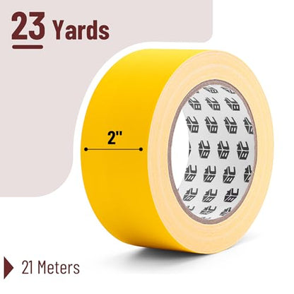 Bates- Yellow Gaffers Tape 2 Inch x 23 Yards, Yellow Gaffer Tape 2 inch, Polyethylene-Coated Cloth, Non-Reflective, No Residue - color: Yellow, size: 2 Inch x 23 Yards