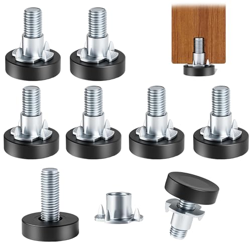 8 Pack 1/4" Wire Shelving Rack Thread Leveling Feet Bolt Adjustable Furniture Levelers Screw-in Furniture Feet Adjusters for Garden Chairs Tables Cabinets Bar Stool Stool Cupboard Couch Desk Sofa - size: 8x1/4"-with Nuts