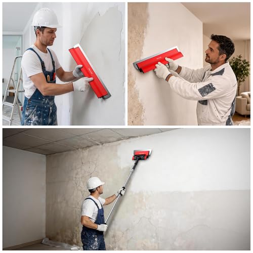 GETLITOOL 5PCS Paint Putty Scraper with Spare Blade, 5.9" to 31.5", Heavy-Dury Wall Smoothing Tool with Extension Pole & 201 Stainless Steel Blade for Drywall Repair, Joint Filling, Surface Finishing