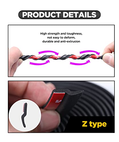 YAKEFLY Z-Shape Automotive Weather Seal, 13Ft Car Windshield & Door Seal, Self-Adhesive Seal Strip