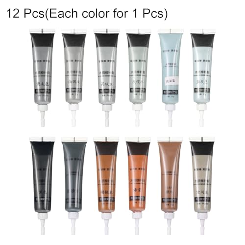 HARFINGTON 12 Colors Wood Filler Scratch Repair Kit Touch Up Filler Wood Paint for Repairing Scratches Cracks Holes on Wooden Floors Cabinet, Table, Gray Woods Series - color: Gray Woods Series