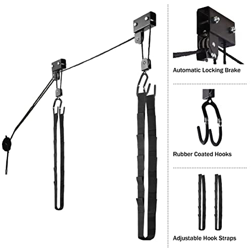 RAD Sportz Kayak Storage Hoist - Overhead Pulley System with 125lb Capacity for Canoes, Bikes, Ladders, and More - for up to 12-Foot Ceilings - size: 2 Pack