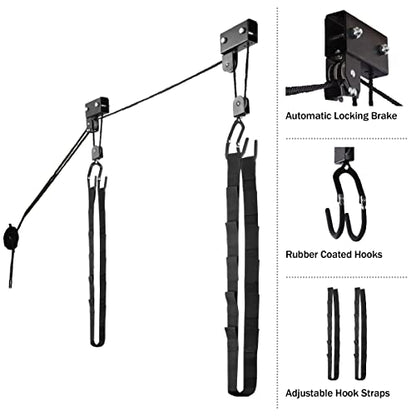 RAD Sportz Kayak Storage Hoist - Overhead Pulley System with 125lb Capacity for Canoes, Bikes, Ladders, and More - for up to 12-Foot Ceilings - size: 2 Pack