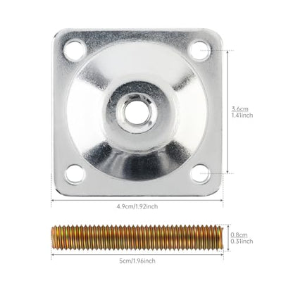 8 Sets Leg Mounting Plates Kit, M8 Thread Furniture Sofa Legs Attachment Plates T-Plate for Repairing Damaged Sofa Couch Seats, with Hanger Bolts, Screws(8, White) - color: Silver