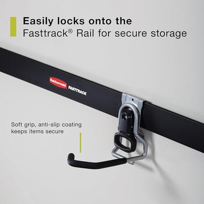 Rubbermaid FastTrack Garage Organization System Vertical Bike Hook Black Holds up to 50 Pounds Wall Mount and Heavy Duty Garage Hanger for Bike Storage - size: 1 Count (Pack of 1), style: Bike Hook