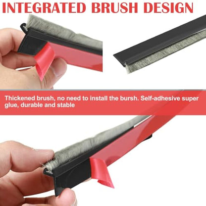 39” Door Sweep for Bottom of Door, Self-Adhesive Door Draft Stopper with Installation-Free Brush, Weather Stripping Seal for Dust, Noise & Air Insulation, Black