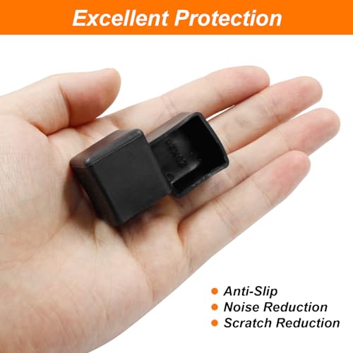 20Pcs Square Furniture Leg Caps 3/4" x 3/4" (20 x 20mm) - Black Rubber Chair Leg Caps Covers Floor Protectors for Hardwood Floors - size: 20×20mm