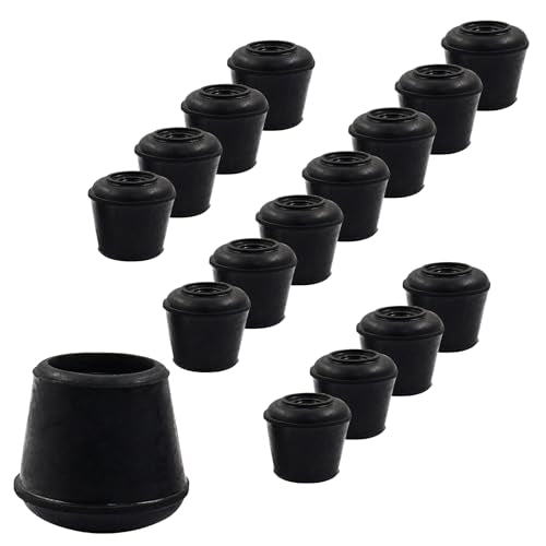 16pcs 3/4 Inch Round Chair Leg Tips Caps, Non-Slip Rubber Chair Leg Floor Protectors, Black Furniture Leg Caps Fit for 0.7"-0.75" (18-19mm) Diameter Round Feet - size: 3/4 Inch-Black