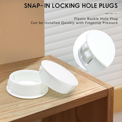 3/8 In/10 mm Plastic Hole Plugs, White Screw Hole Cover Flush Type Snap in Locking Panel Tube Plug Knockout Seal Steel Furniture Cabinet Fencing Post Pipe Insert End Caps, 60PCS - style: 10mm (3/8")