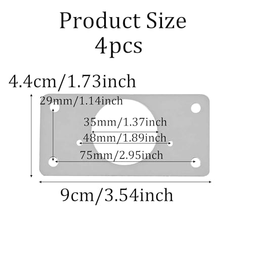 4Pcs 3.54 x 1.73 Inch Cabinet Hinge Repair Plate, Stainless Steel Hinge Fixing Plates with Mounting Screws for Cabinets, Cupboards, Lockers, and Furniture Repair(Hinge Cup) - size: 4Pcs Hinge Cup