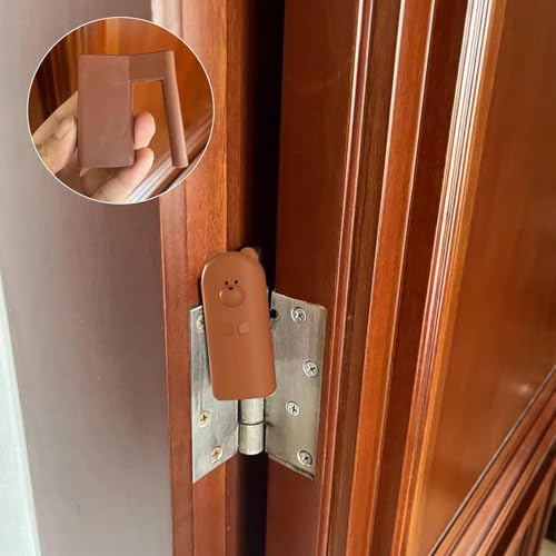 Door Pinch Guard,Slam Stoppers,Soft Stopper Hinge,Hanging Rubber Wedge,Brown,2PCS - color: Brownx2