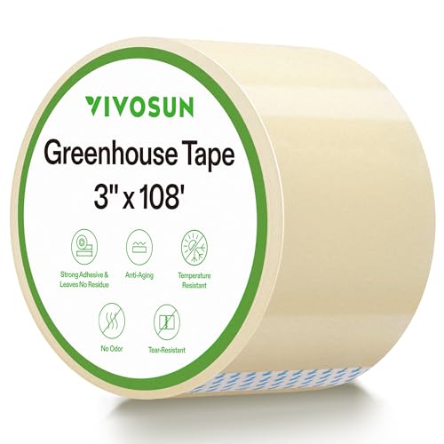 VIVOSUN Greenhouse Repair Tape, 6.3 mil 3" x 108' Weatherproof Clear Poly Patch Tape, Heavy Duty Greenhouse Sheeting Coverings Film Tape for Plastic Sheeting and Tents - size: 3”x108’