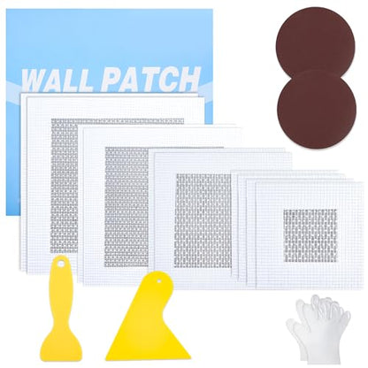 15 Pack Drywall Repair Kit - 2/4/6/8 Inch Drywall Repair Kit All-in-One Wall Patch Hole for Quick Easy Wall Repair Solution with Patches, Tools, Spatula