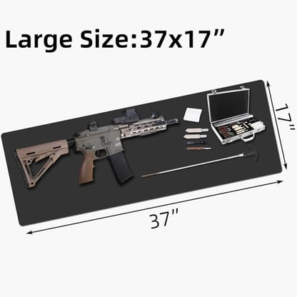 Large Gun Gleaning Mat for Pistol Rifle Shotgun, Oil-Resistant Gun Cleaning Pad, Non-Slip Waterproof Leather Workbench Mat Desk Pad for Gun Maintenance - color: Black, style: 37"x17"