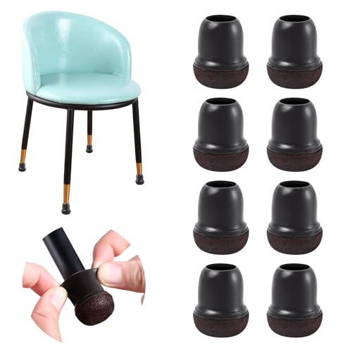 Extra Small Chair Leg Floor Protectors, 16PCS Silicone Chair Leg Caps, Felt Chair Leg Pads for Hardwood Floors, Round Metal Barstool Leg Floor Protectors, Anti-Scratches & Noice(Black, Fit:0.5"-0.75") - size: S-16PCS-(Fit:0.5-0.75 inch)-Black