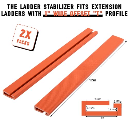 Ladder Stabilizer, Rail Ladder Covers for Gutters & Roof, Ladder Safety Protector Fits Extension Ladders with 1”Wide Offset “T” Profile, Used to Fall Prevention and Scratch Protection, 2 Pack