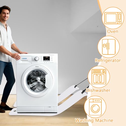 2 Pcs Appliance Sliders for Refrigerators Plastic Appliance Glide with Pull Strap Furniture Moving Slides for Tile Carpet Hardwood Floors (10''×60'' White) - size: 10''×60'' White