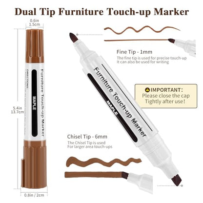 Dual Tip Furniture Markers Touch Up,Upgrade 13 Pcs Wood Markers Furniture Repair Kit,Touch Up Paint Pen and Wood Filler Putty Stick with Sharpener Kit,for Wood Stain Remover,Wood Floor Scratch Repair