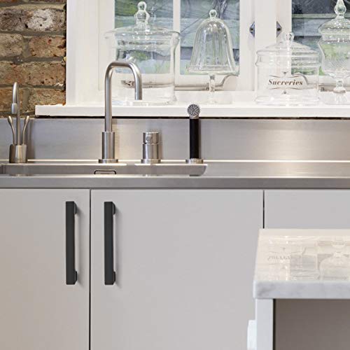 KNOBWELL 6 Pack 3-1/2 inch Black Kitchen Cabinet Door Handles, Stainless Steel T Bar Dresser Drawer Pulls - Hole Centers 3.5 inch(90mm), Overall Length 4 inch - color: Matte Black, size: Hole Center:3-1/2 inch(90mm)
