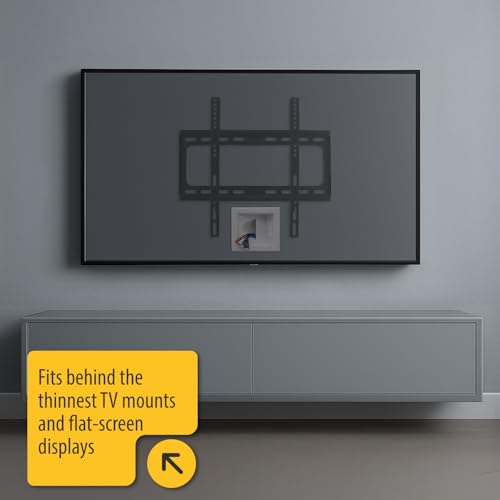 DATA COMM Electronic 45-0031-WH Recessed Low Voltage Media Wall Plate w/ Built-In Duplex Receptacle Outlet, Cable Management - Elevate Your Home Entertainment w/ Stylish White Panel - style: with Duplex Receptacle
