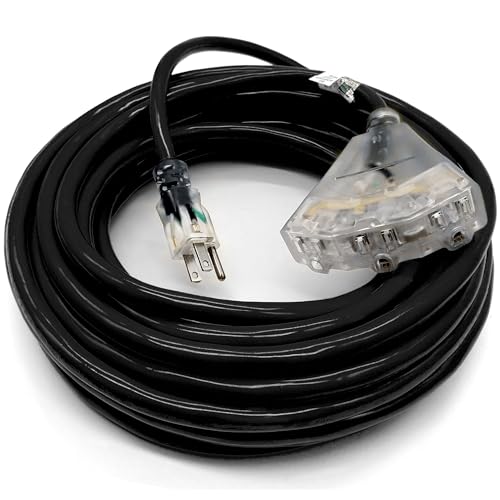 50 ft Outdoor Extension Cord Waterproof - 12 Gauge Heavy Duty Extension Cord 50 ft - Lighted Outdoor Extension Cords with Multiple Outlets - Watts Wire - 50' Grounded - extensiones electricas - size: 50 Ft