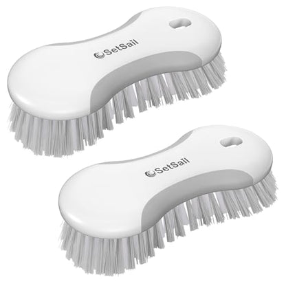SetSail Multi-Purpose Scrub Brush of 2 Pack, Stiff Bristles Cleaning Brush with Non-Slip Grip Heavy Duty Scrub Brushes for Cleaning Bathroom Kitchen Tile Bathtub Sink, Grey - color: Gray