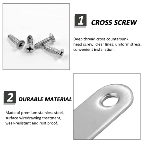 Litoexpe 12 Pcs 1.9 Inch Stainless Steel Straight Brackets, Silver Flat Straight Brace Metal Mending Plate Connector for Wood Furniture Repair, with 24 Pieces Screws (1.9 x 0.6 inch, 47 x 16 mm) - style: 1.9 x 0.6 inch (12 Pack)