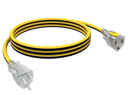 STANLEY 36108 8 FT. Contractor Grade Heavy Duty Extension Cord, Yellow/Black