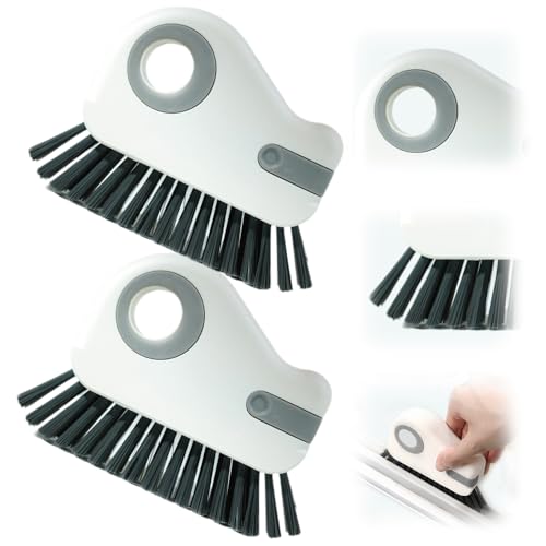 2 in 1 Groove Cleaning Brush Window Track Cleaning Tools, 2026 New Multipurpose Hard Bristle Crevice Cleaning Brush with Hidden Scraper for Sliding Door Track, Window Sill, Window Seal (Grey-2PCS) - color: Grey-2pcs