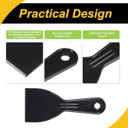 4 Pcs Putty Scraper 4" ABS Plastic Spatula Drywall Patch Repair Spreader Wall Covering Smoother Black - size: 4"