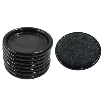 8Pcs Felt Furniture Sliders Reusable Carpet Base Furniture Cups,Moving Pads Sliders to Protect Hardwood (Round, 2.5 inch Dia, Black/Gray) - size: Round, 2.5 inch Dia