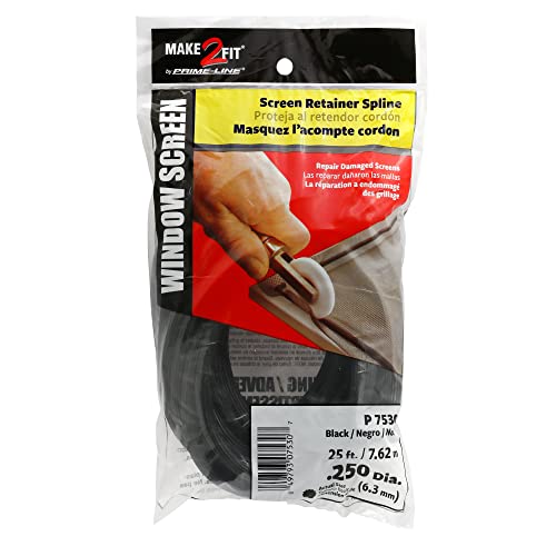 Prime-Line P 7530 0.25 in. x 25 Foot Roll, Black Spline - size: 0.25 In.