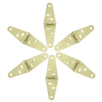 Piutouyar 6 Pcs Heavy Duty Gold Strap Hinges, 2 Inch Shed Hinges Cabinet Latch Door Hinge Gate Hinge with Mounting Screws - color: Gold