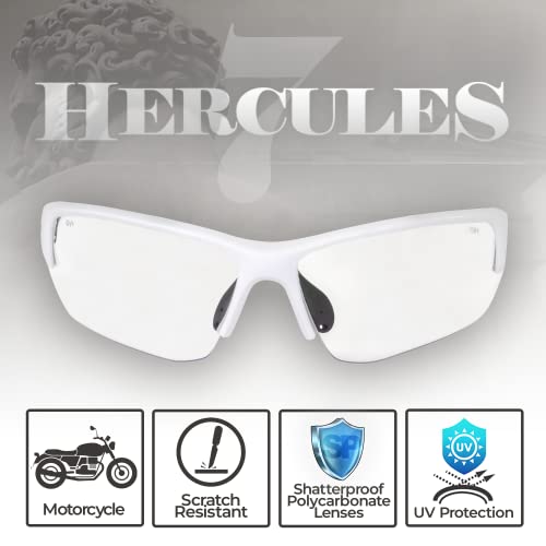 Global Vision Hercules 7 Safety Sunglasses Photochromic Auto-Darkening Clear to Smoke Lens ANSI Z87.1 - color: White