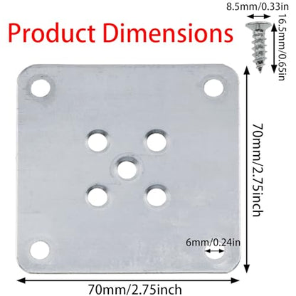 4PSC Furniture Leg Bracket Leg Mounting Plates Flat Mounting Bracket for Sofa Leg Maintenance Chair Leg Connector DIY Leg Connector with Screws T Plate Connector