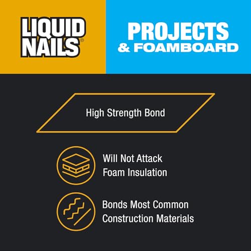 Liquid Nails Latex Projects 10 oz Off-White Interior Projects and Foamboard Adhesive (Pack of 2) - size: 10 Ounce (Pack of 2), style: Foamboard