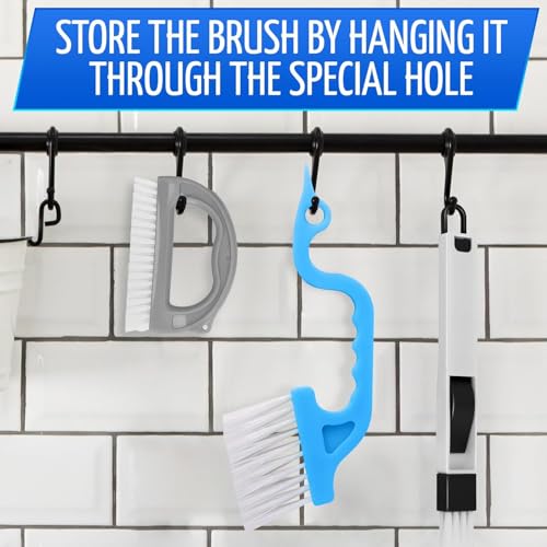6 Pcs Cleaning Brush Window Mold Cleaner - Window Track & Sill Cleaning Tool, Deep Clean Scrubber for Sliding Doors & Windows Grooves, Household & Car Detailing Brush Kit - color: Blue