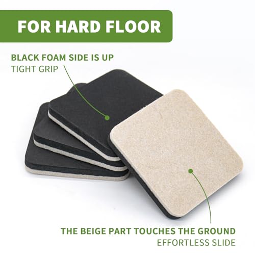Felt Furniture Sliders for Hardwood Floors 8 PCS - 3 1/2 inch Square Furniture Moving Slider – Heavy Duty Felt Movers Sliders Chair Legs Floors Protectors (for Hardwood Floors) - size: 8 PCS 3 1/2'' Beige