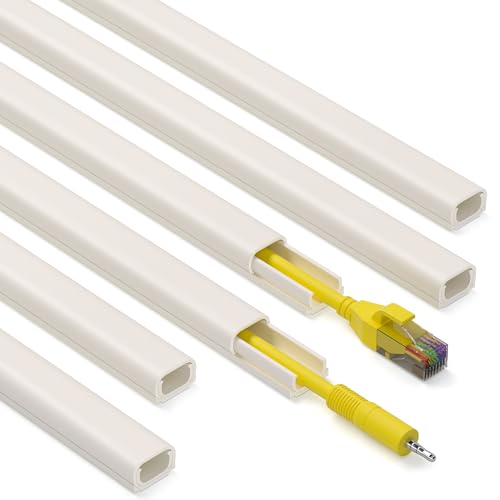 ZhiYo 85in Cord Covers for Wires on Wall, 1 Mini Cord Hider Wall, Self-Adhesive Wire Covers for Cords, Paintable TV Cable Hider Cable Management Kit, 6X L14.2in, W0.46in H0.3in, CMR05 Beige - color: Beige, size: W0.46in X H0.3in X L85in