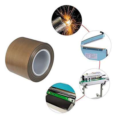 PTFE Telfon Tape high Temperature Tape Welding Sealing Tape for Vacuum Sealer Machine(Brown, 50mm x 11yards(33feet) x 0.18mm)