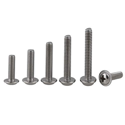 RZDEAL 100pcs 304 Stainless Steel Machine Screws for Cabinet Drawer Knob Pull Handles Silver Screws Set Furniture Hardware(M4x20mm,25mm,30mm,35mm,40mm)