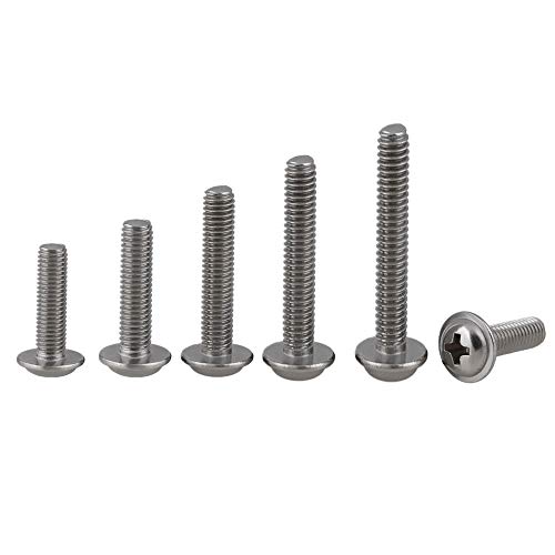 RZDEAL 100pcs 304 Stainless Steel Machine Screws for Cabinet Drawer Knob Pull Handles Silver Screws Set Furniture Hardware(M4x20mm,25mm,30mm,35mm,40mm)