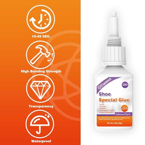 30g Shoe Glue - Instant Shoe Glue Sole Repair, Professional Grade Super Shoe Fix Adhesive, Clear Waterproof Quick Dry Shoe Glue for Soles Boots Sneakers Heels Hiking Shoes Leather Handbags - size: 30g*1, style: Shoe Glue