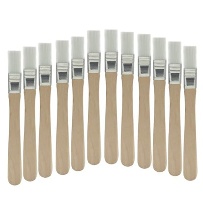 12 Pcs Soft Bristle Paint Brush, 5 Inch Wood Handle Trim Painting Tool Small Paint Brushes, Edge Painting Tool for Walls/Touch Up/Cabinets/Fences（Yellow） - color: Yellow