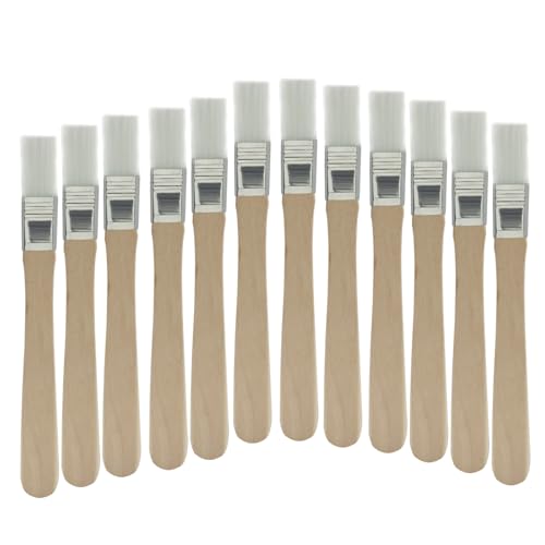 12 Pcs Soft Bristle Paint Brush, 5 Inch Wood Handle Trim Painting Tool Small Paint Brushes, Edge Painting Tool for Walls/Touch Up/Cabinets/Fences（Yellow） - color: Yellow