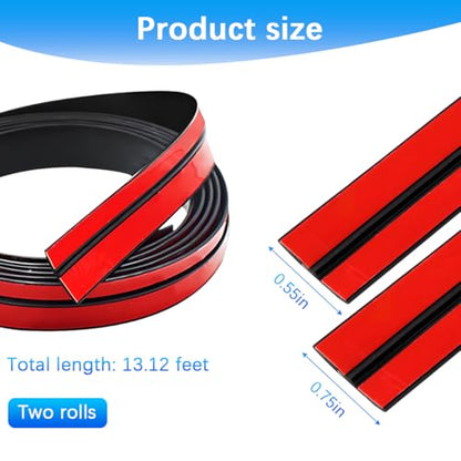 13.12FT Car Weather Stripping, 14mm 19mm Rubber T Shape Soundproof Adhesive Vehicle Front & Rear Windshield Seal Strip, Auto Sealing Weatherstrip Trim, Universal for SUV Sedan Truck - size: 4M/19MM+14MM